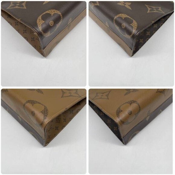 Authentic Louis Vuitton On The Go Tote Reverse Monogram Giant MM Brown Tan LV - Picture 8 of 15